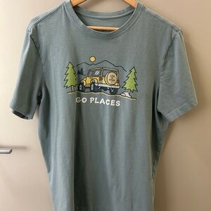 Green Graphic T-Shirt with Adventure Print